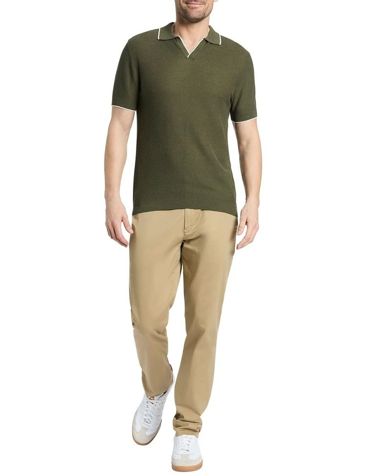 Bowie Knit Polo Shirt in Khaki