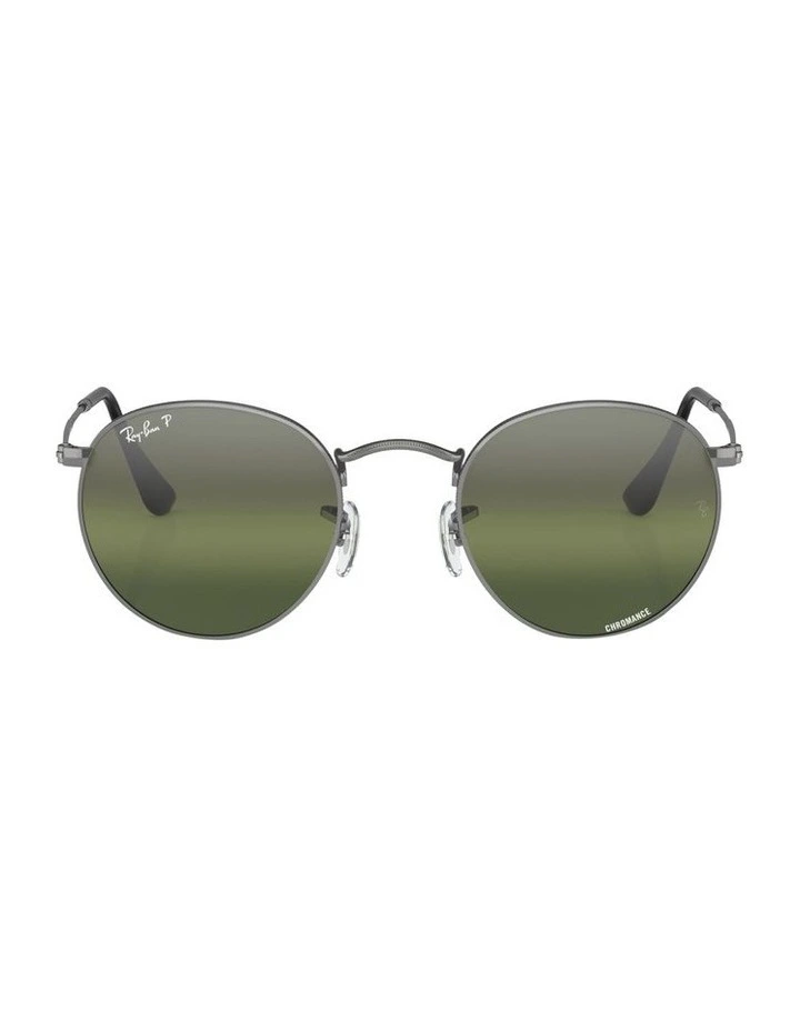 Round Metal Chromance Polarised Sunglasses in Grey