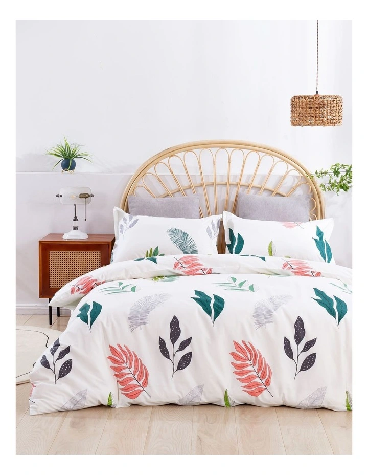 Fern Pure Cotton Quilt Cover Set in White