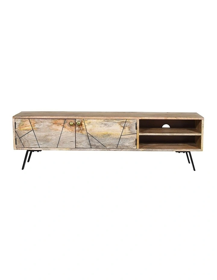 Leia 2 Doors Mango Wood Modern TV Unit 140cm in Natural