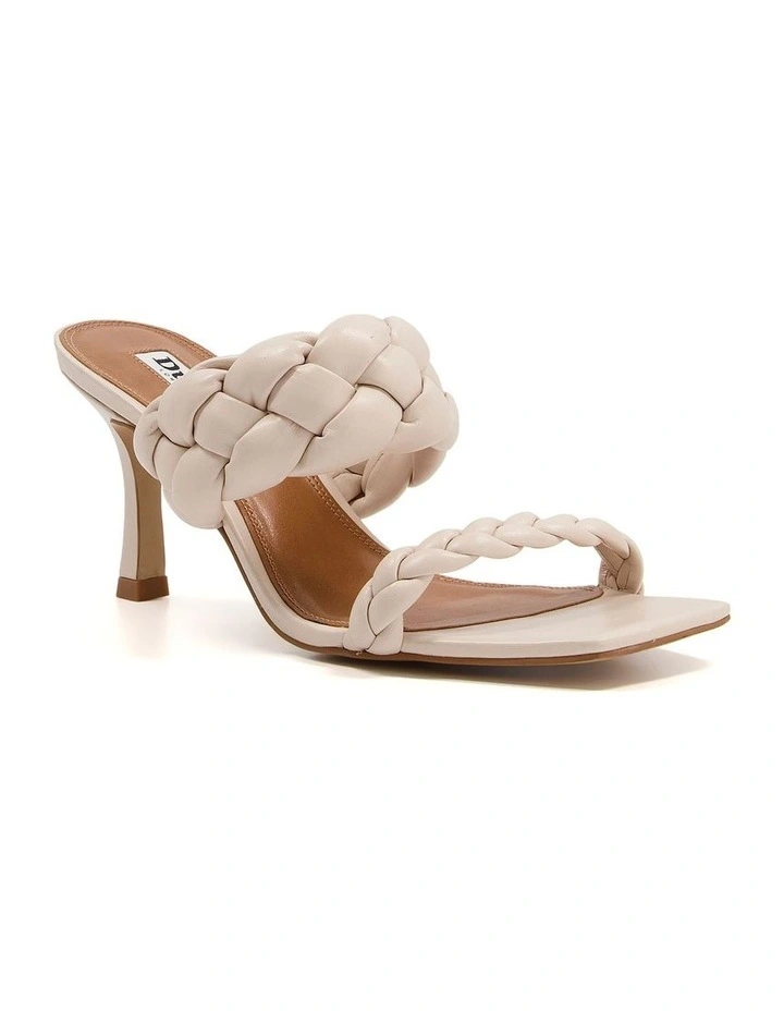 Message Heeled Sandal in Ecru