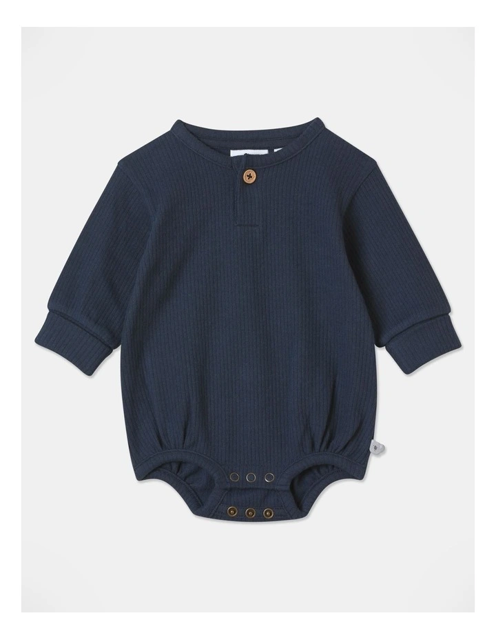 Newborn Brushed Rib Bodysuit in Navy