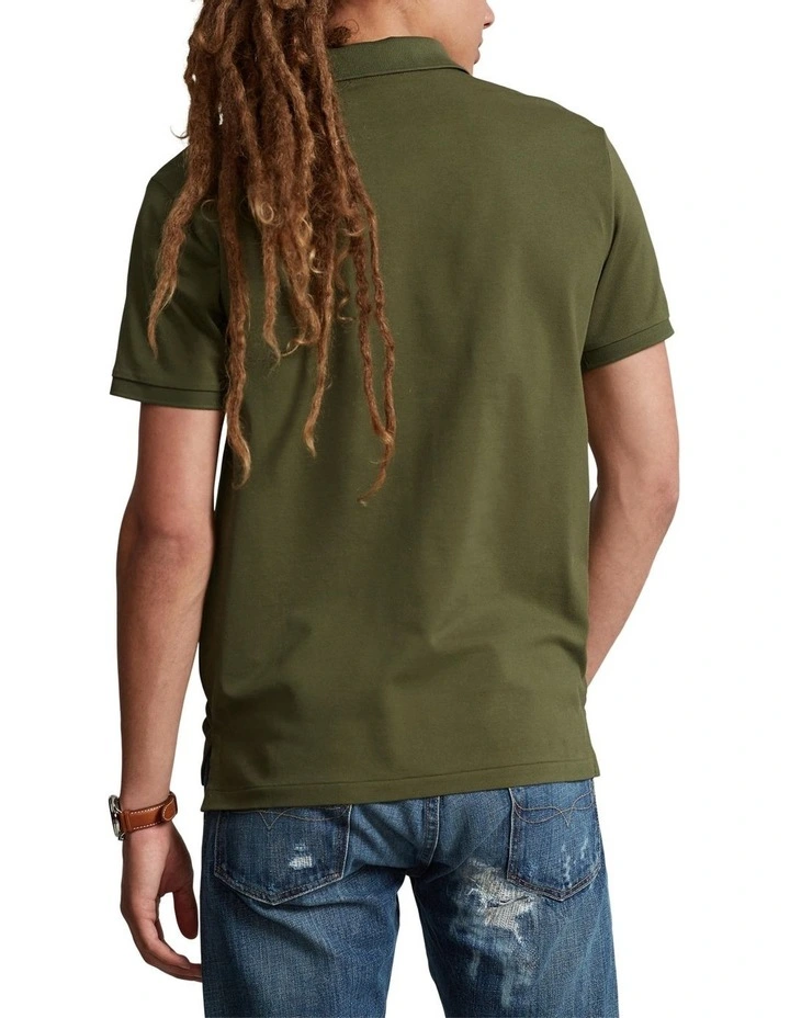 Custom Slim Fit Stretch Mesh Polo Shirt in Green
