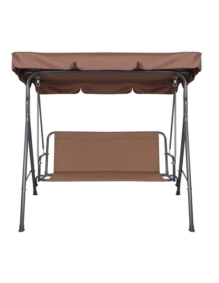 3 Seater Outdoor Canopy Swing Chair in Coffee