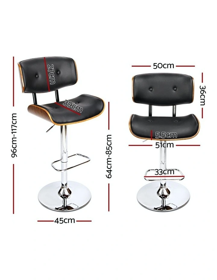 Kitchen Leather Bar Stools x2 in Black