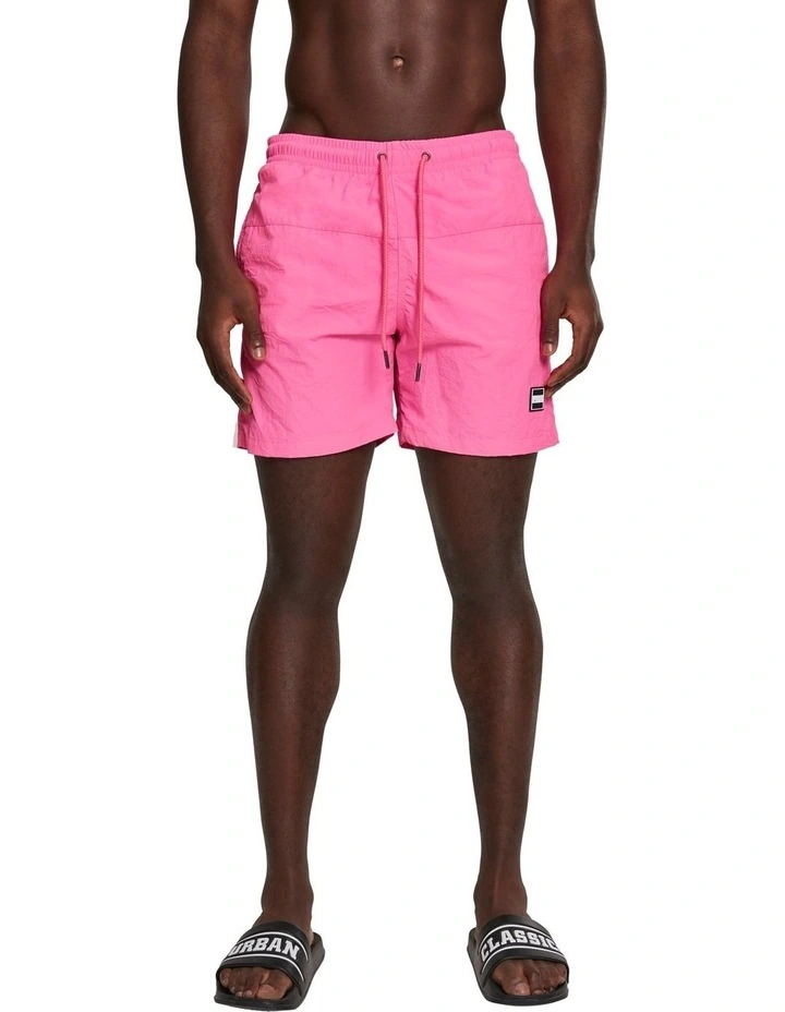 Block Swim Shorts in Neon Pink