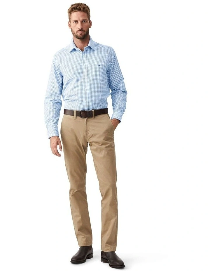 Collins Check Long Sleeve Shirt Blue white Brown
