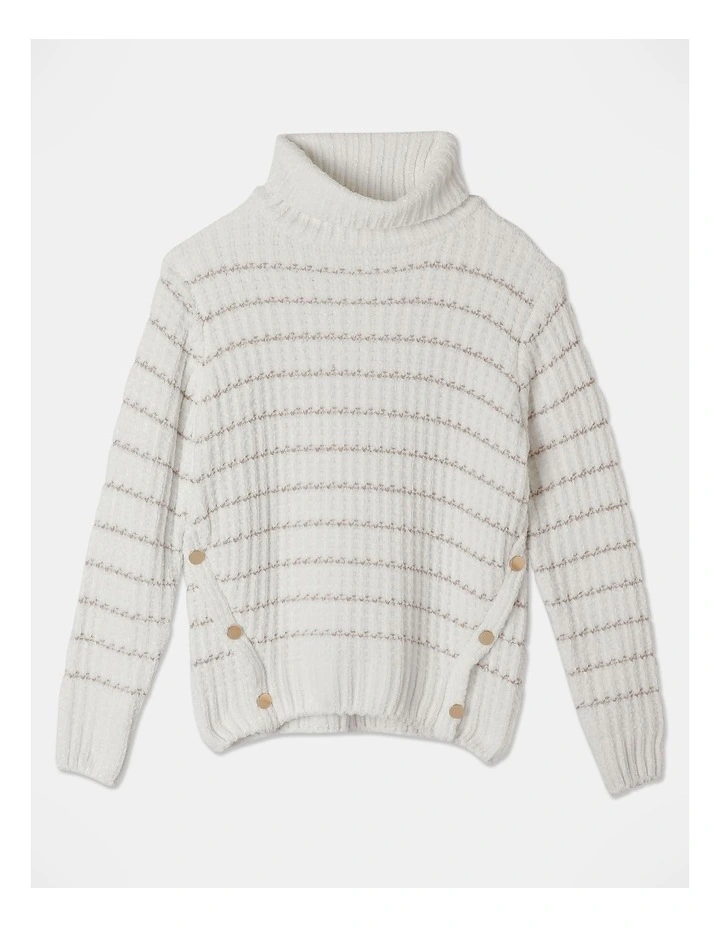 Knitted Roll Neck Jumper in Vanilla