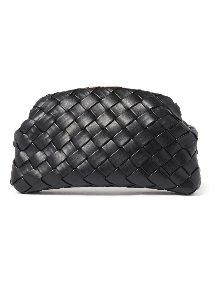 Winifred Weave Frame Clutch in Black