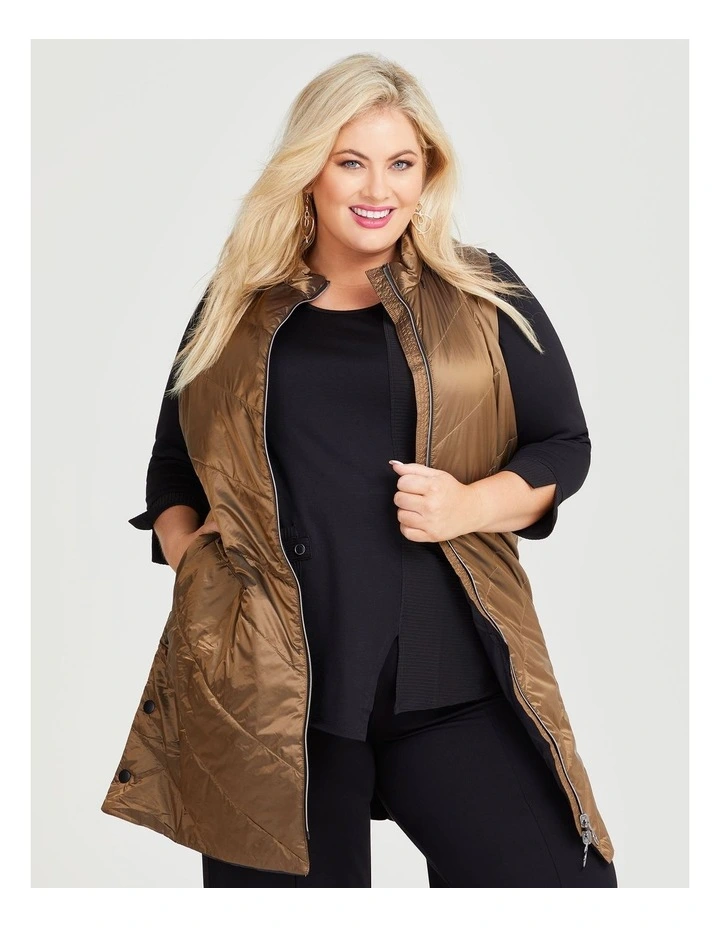 Longling Puffer Vest in Bronze/Black