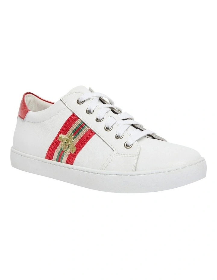 Belem Sneakers in White/Red Leather