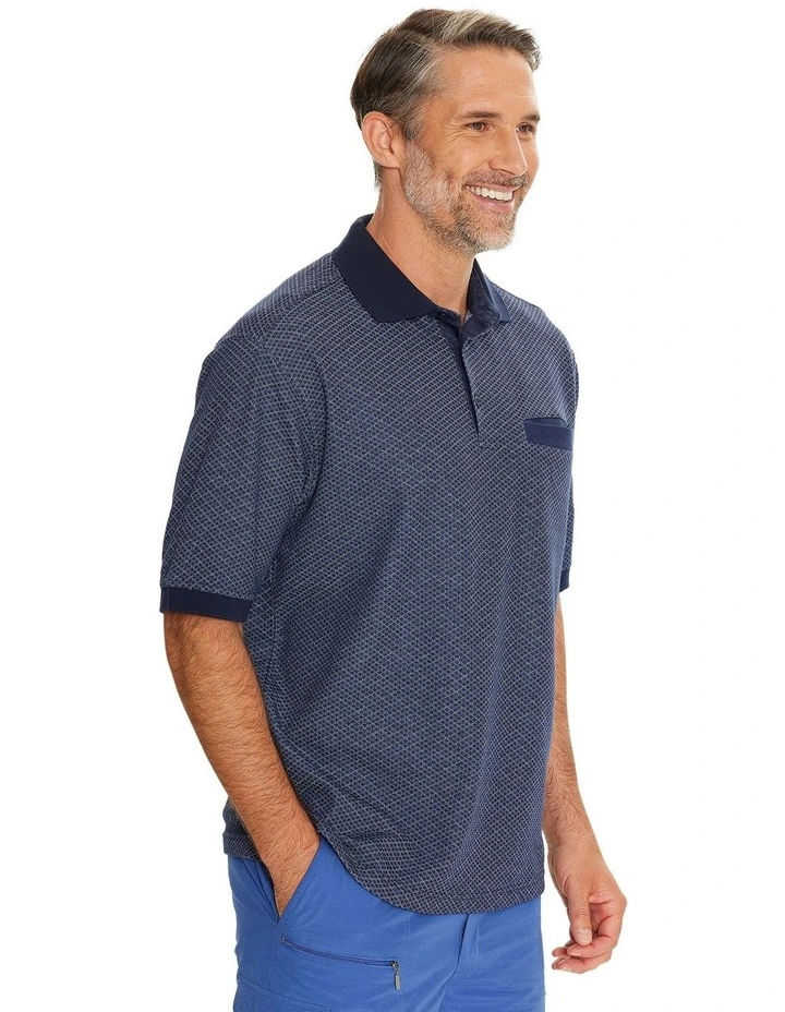 Diamond Micro Pima Polo Shirt in Ink