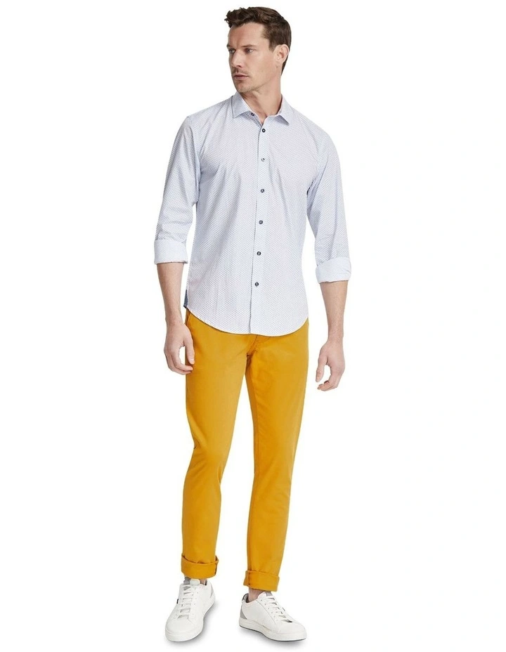 Kenton Printed Cotton Shirt in Blue