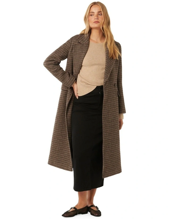 Oscar Check Coat in Brown