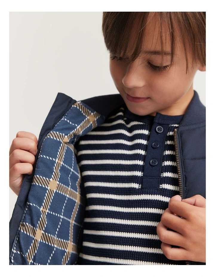Rib Nylon Vest in Navy