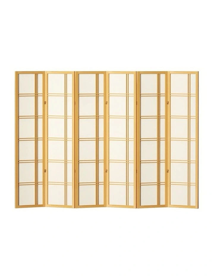 6 Panel Room Divider in Natural
