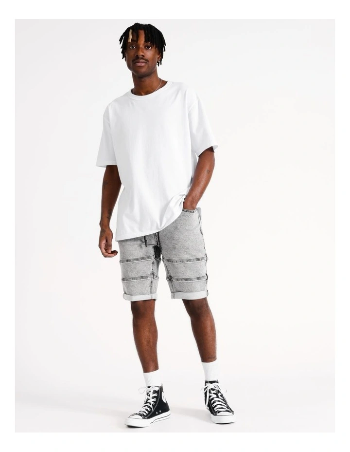 Khong Pull on Knit Denim Short in Charcoal