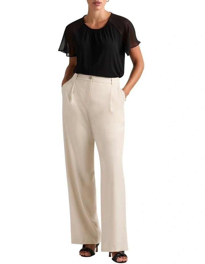 Louise Silk Mix Top in Black