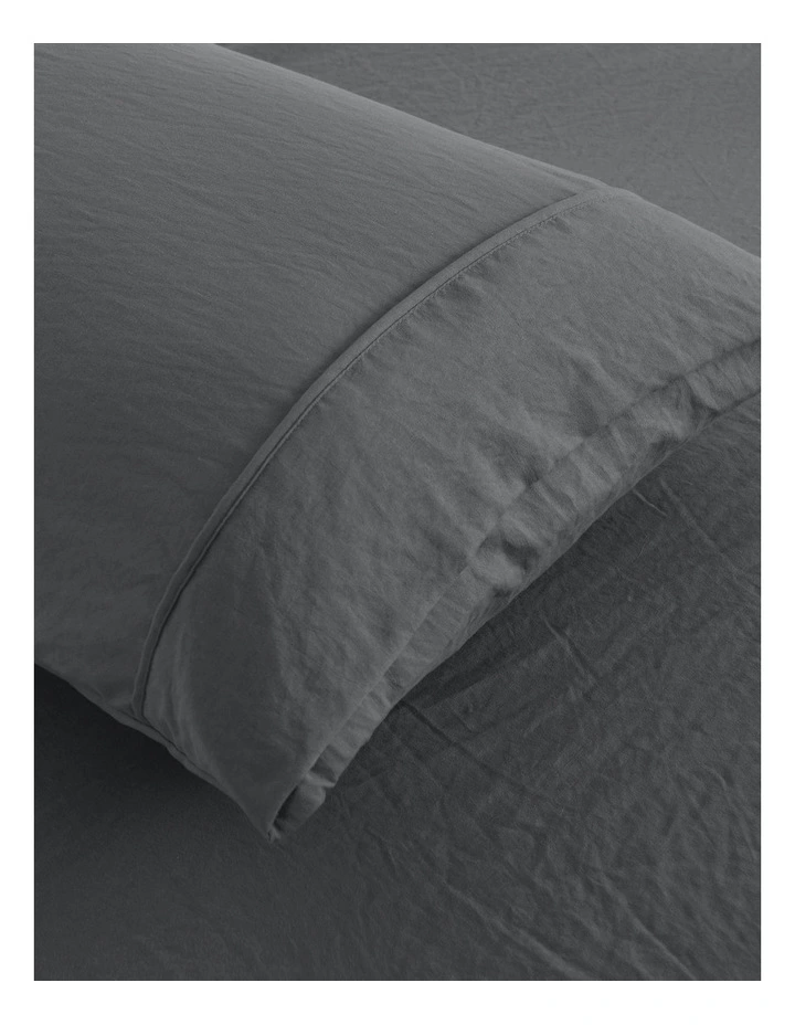 Superfine Washed Microfibre Standard Pillowcase Twin Pack in Charcoal
