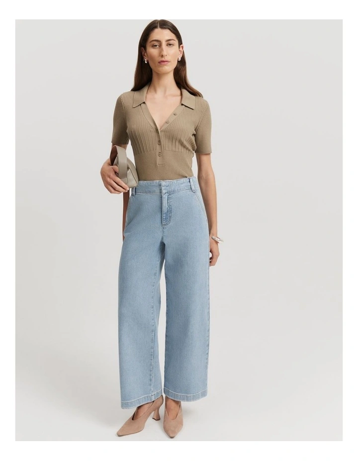 High Rise Wide Leg Jeans in Aged Soft Wash