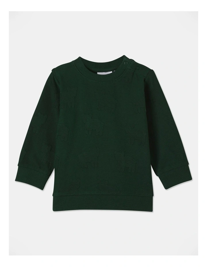 Fashion Crew Neck Sweater in Green