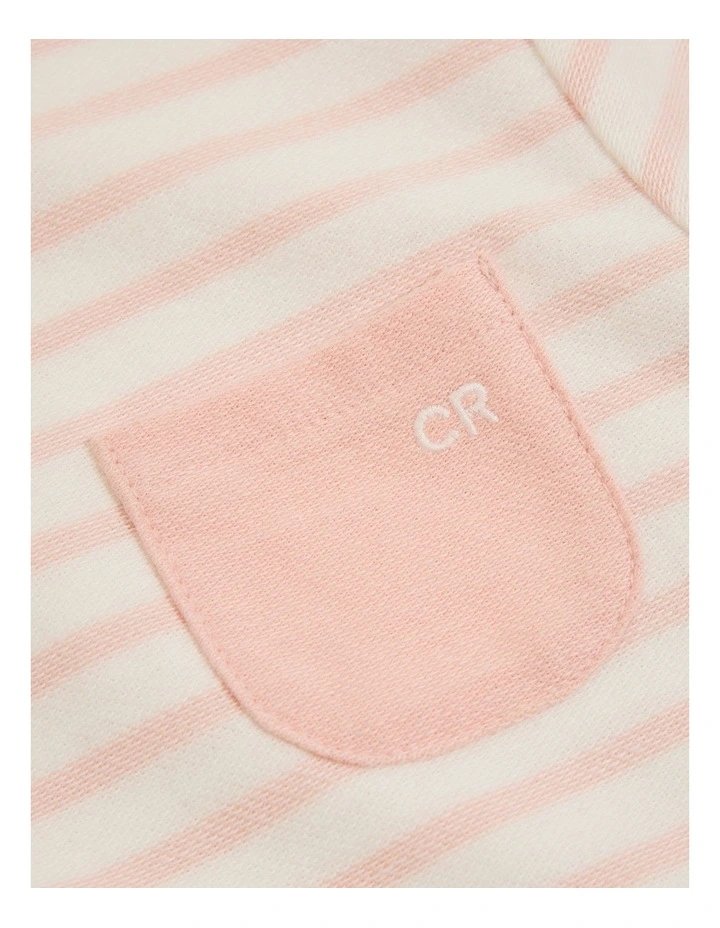 Oversized Stripe Long Sleeve Bodysuit in Antique Pink