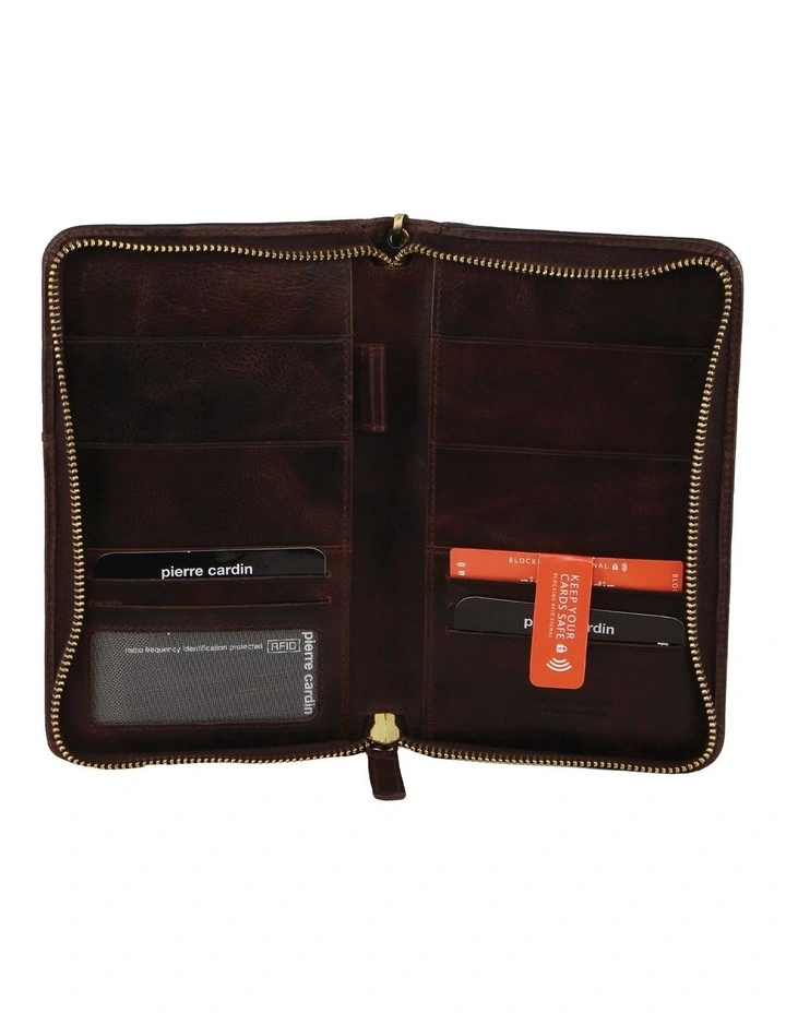 Italian Leather Passport Wallet in Chocolate