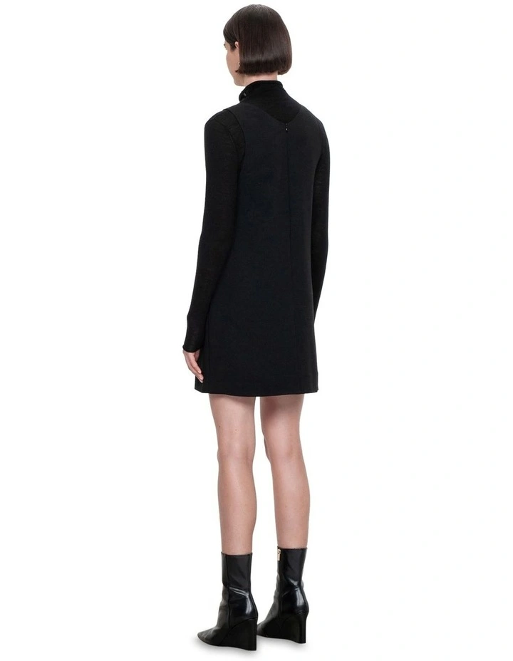 Double Weave Shift Dress in Black