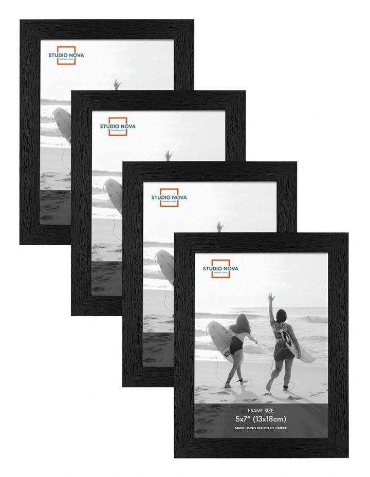 Premium Picture Photo Frame 5x7in Set of 4 in Black