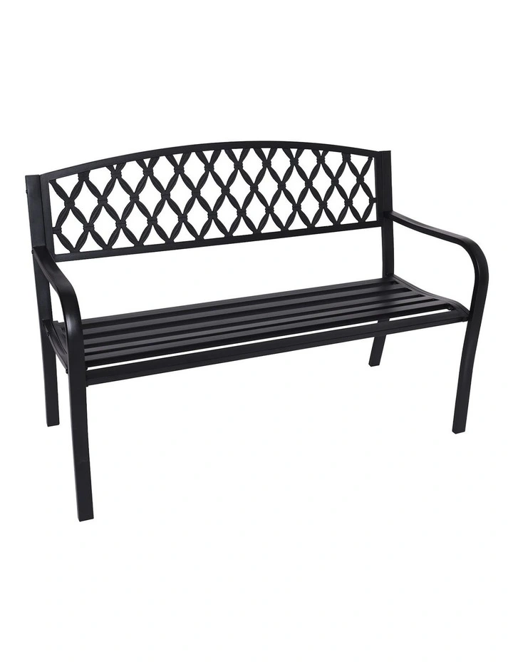Steel Outdoor Garden Bench Diamond in Black