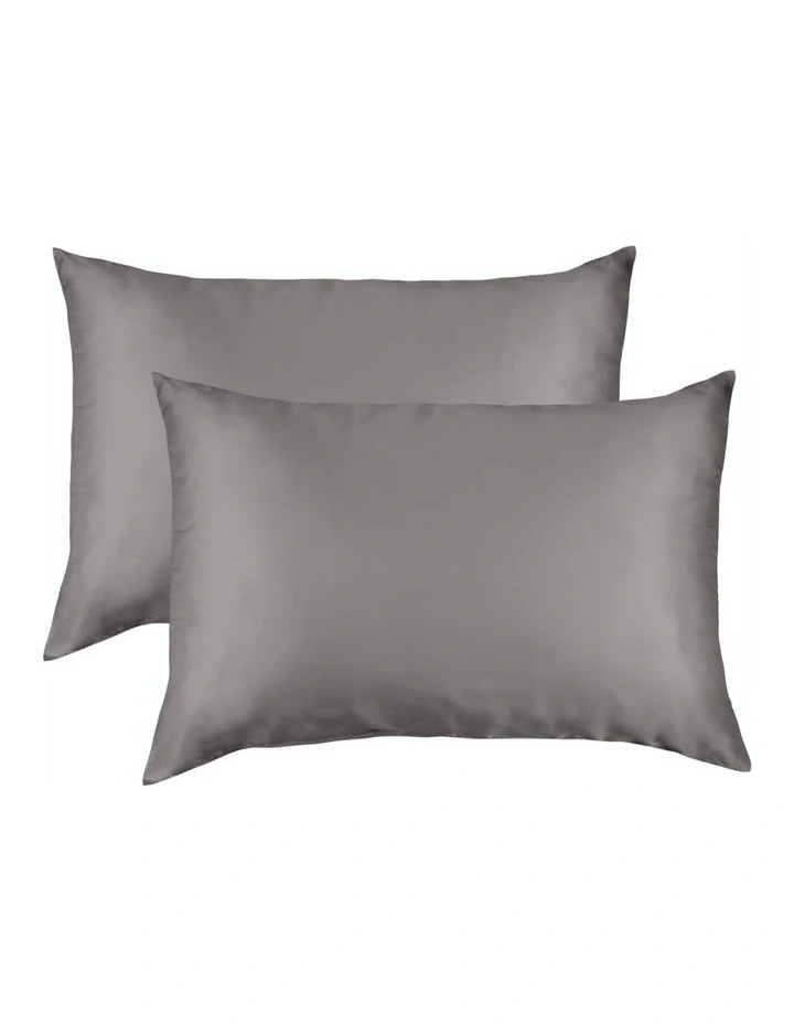 Mulberry Soft Silk Hypoallergenic Pillowcase Twin Pack 51x76cm in Charcoal