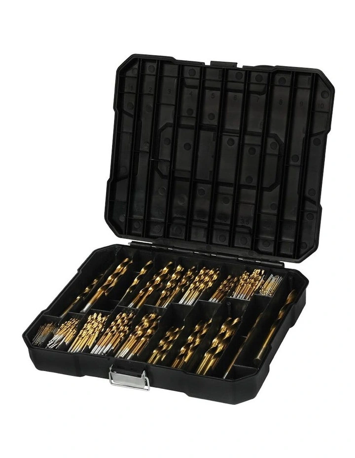 HSS 1mm-10mm Titanium Coated Metal Wood Plastic 230Piece Drill Bits Set in Gold
