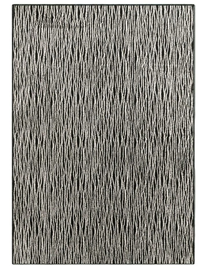 Atlas Washable Cotton Feel Area Rug in Black