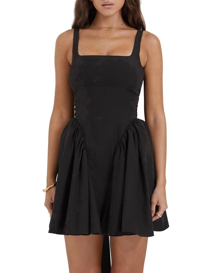 Florianne Bow Mini Dress in Black