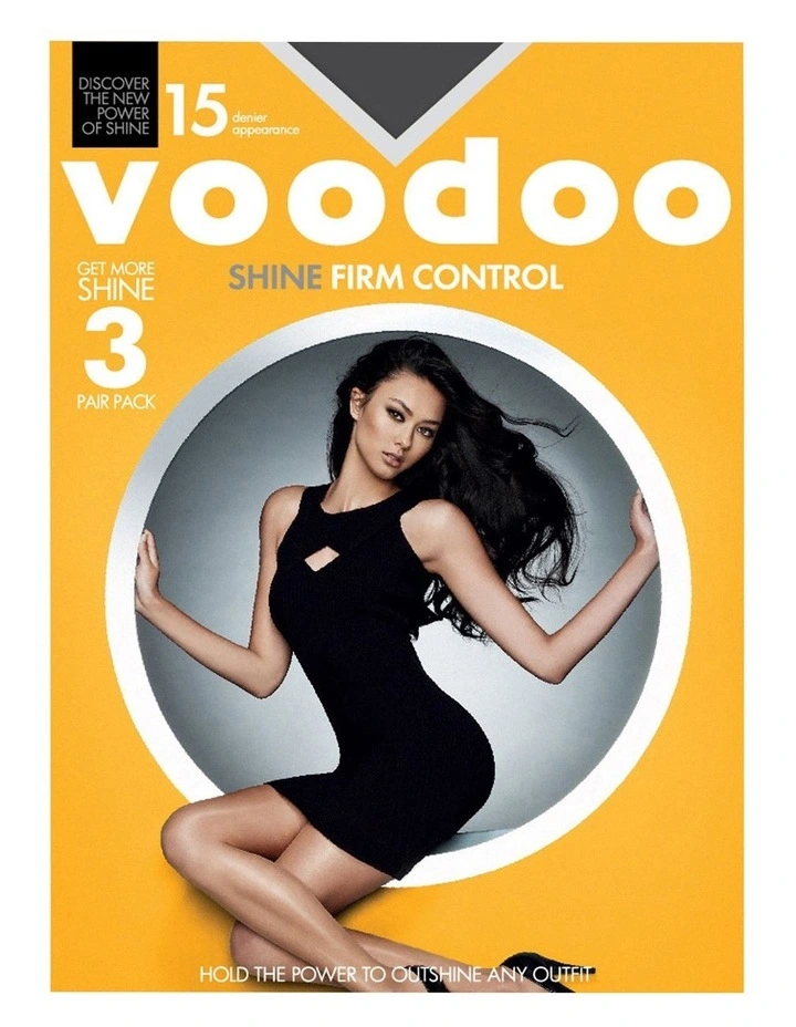 Shine Firm Control Sheer 15 Denier Tight 3 Pack in Black