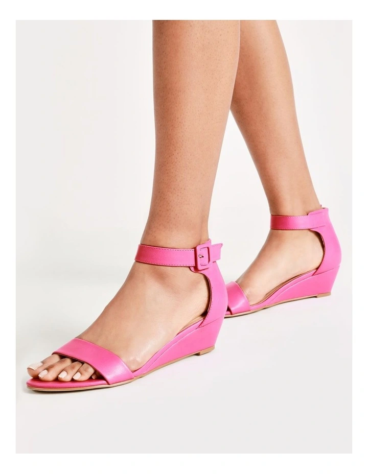 Bridgette Wedged Low Heeled Sandal in Fuchsia