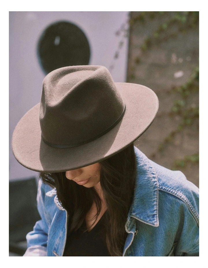 Kleio Wool Fedora Hat in Green Mocha