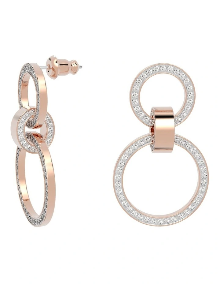 Hollow Hoop Earrings Rose Gold-Tone Plated in White