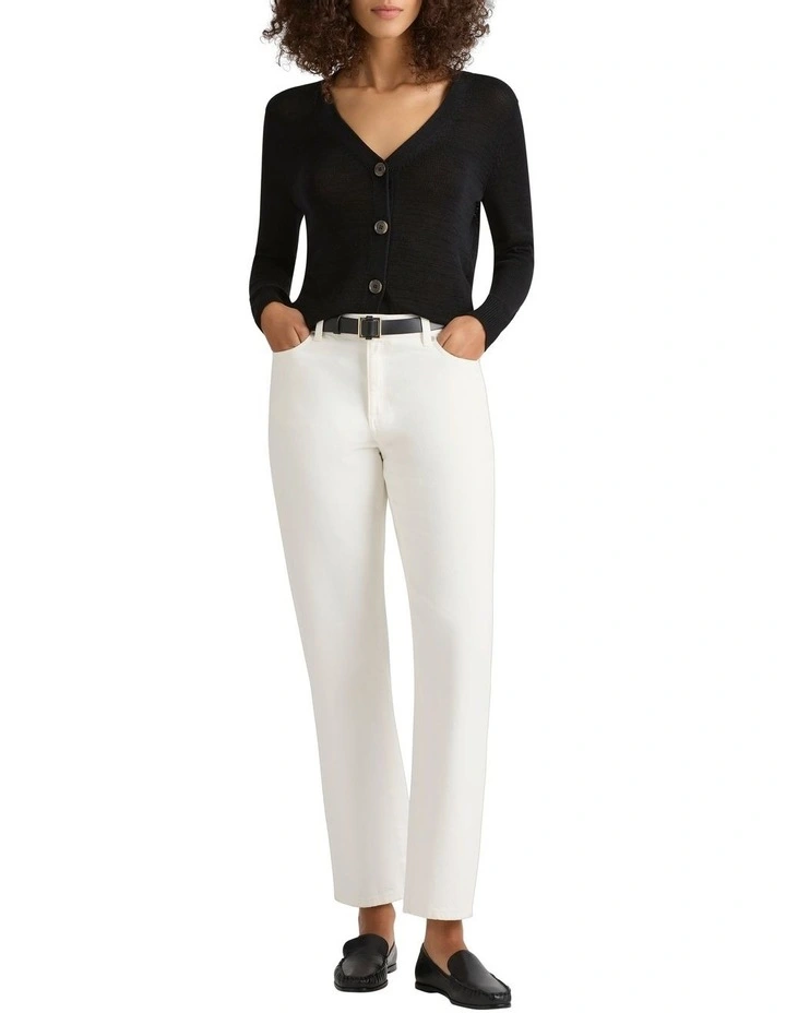 Alice Linen Mix Cardigan in Black