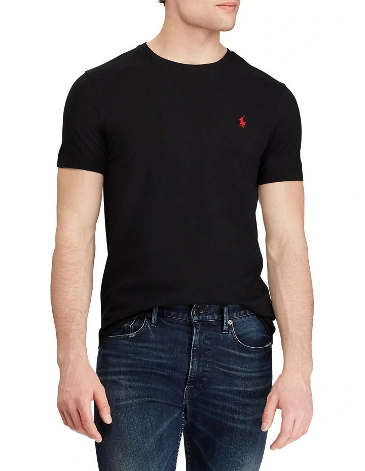 Custom Slim Fit Jersey Crewneck T-Shirt Black