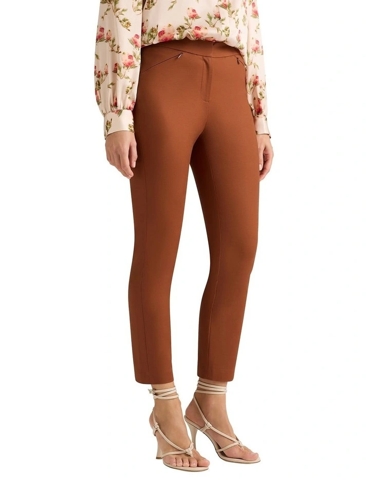 Sarah Compact Cotton Pant in Mahogany