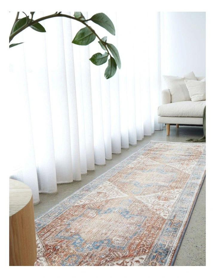 Heriz Hazelnut Runner Rug in Red/Blue