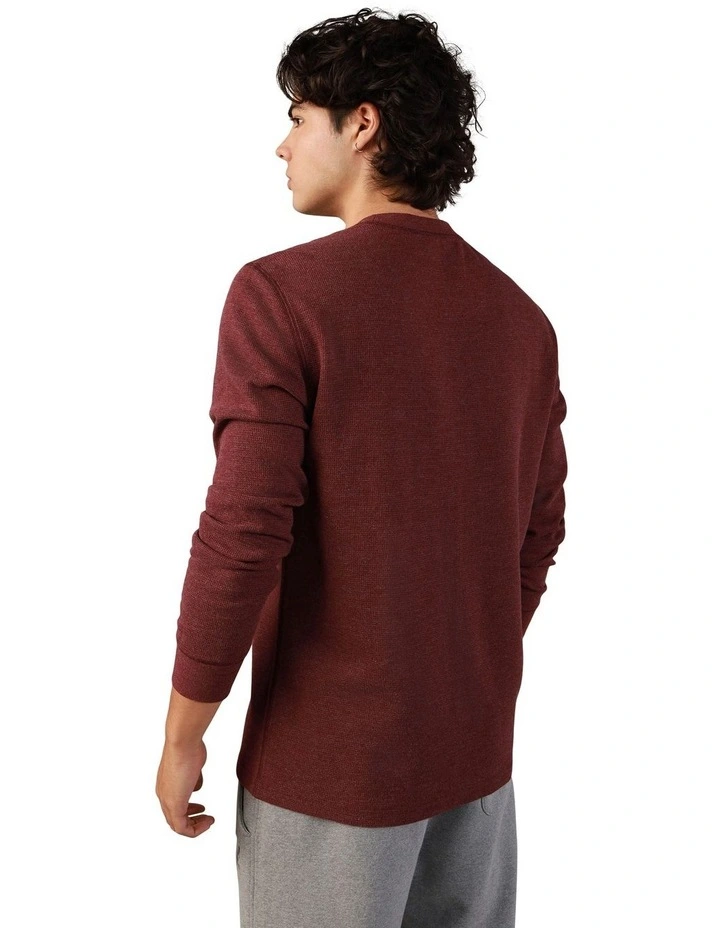Long-Sleeve Thermal T-Shirt in Burgundy Ivory