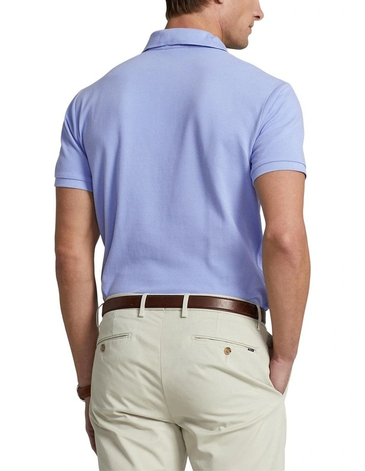 Custom Slim Fit Mesh Polo Shirt in Blue