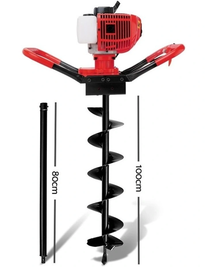 Giantz 66CC 200mm Petrol Post Hole Digger Drill Borer Fence Extension Auger Bits