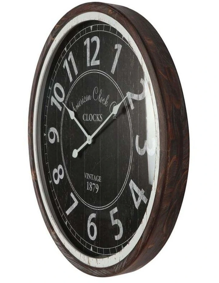 Round Vintage Design Digital Wall Clock 70cm in Black