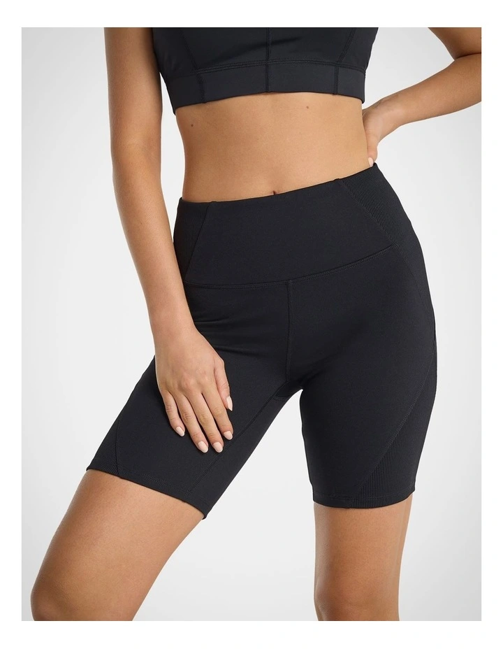 Mixed Media Quad Bike Shorts in Black