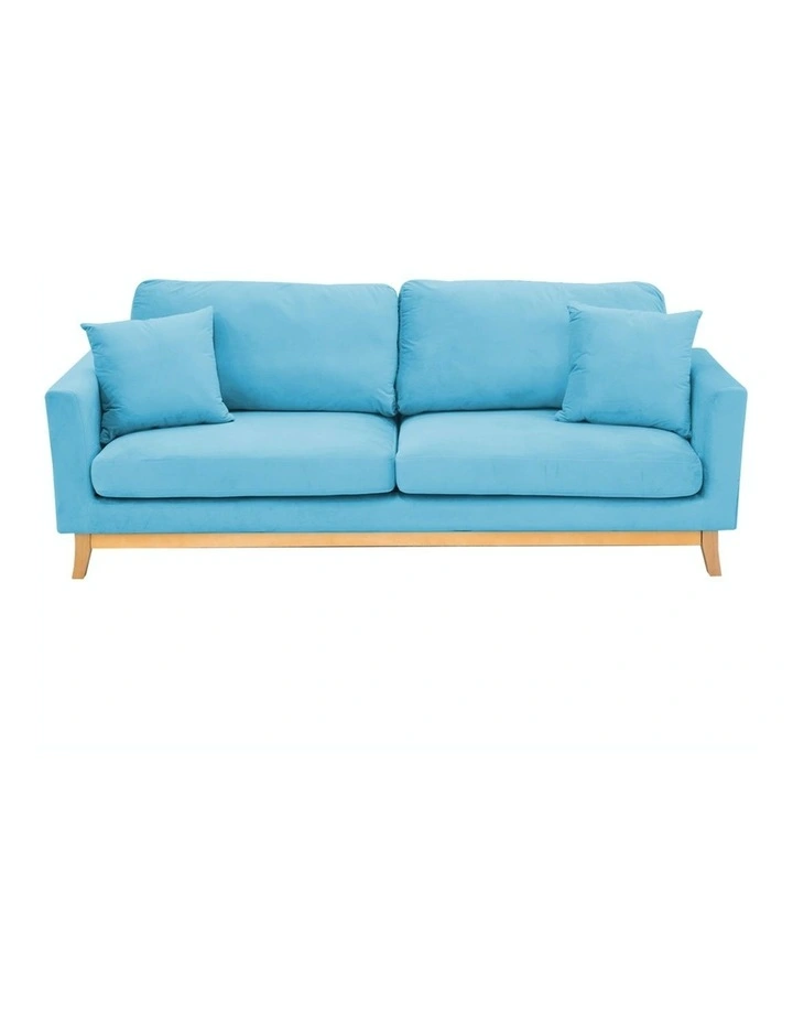 3 Seater Faux Velvet Sofa Bed Couch Furniture Blue