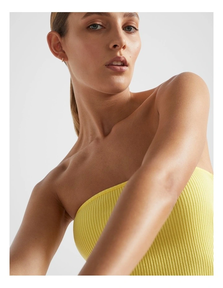 Rib Strapless Bodice Top in Lemon Drop