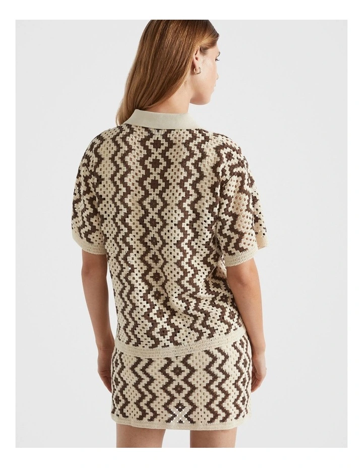 Crochet Knit Shirt in Multi